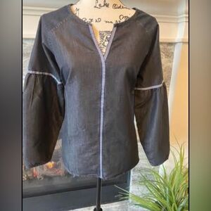 denim shirt with embroidered detail by “ August Silk” Women’s black lightweight